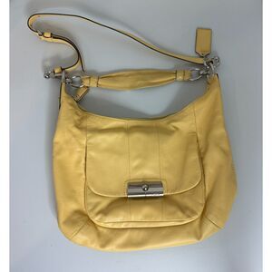 Coach Kristin Yellow Leather Hobo Style Shoulder Bag With Crossbody Strap 16787